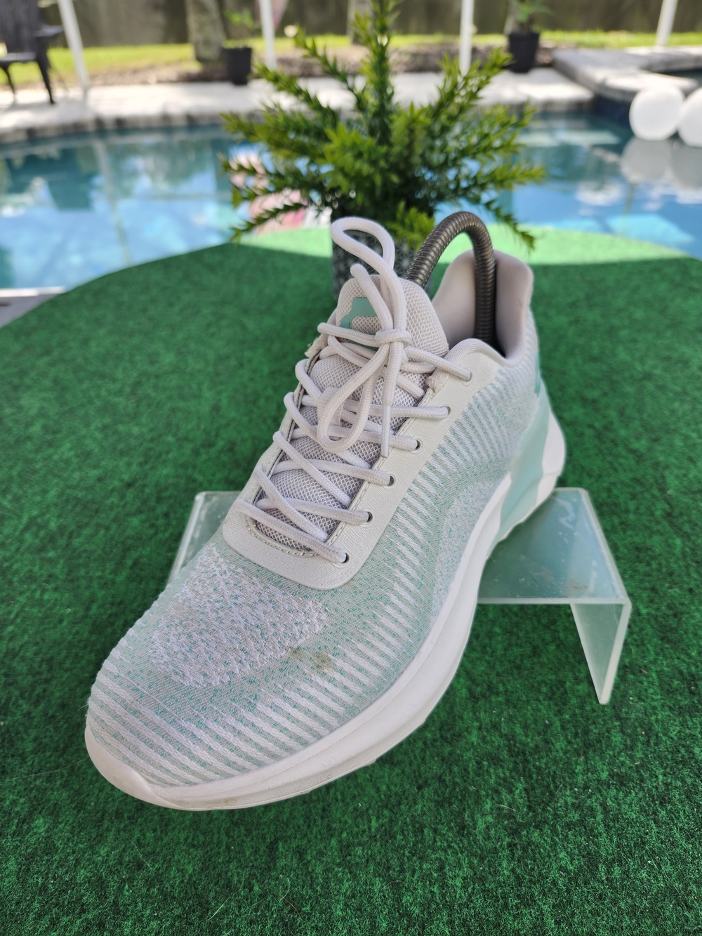 Charley Irving Mint and White Knit Women's Athletic Sneakers